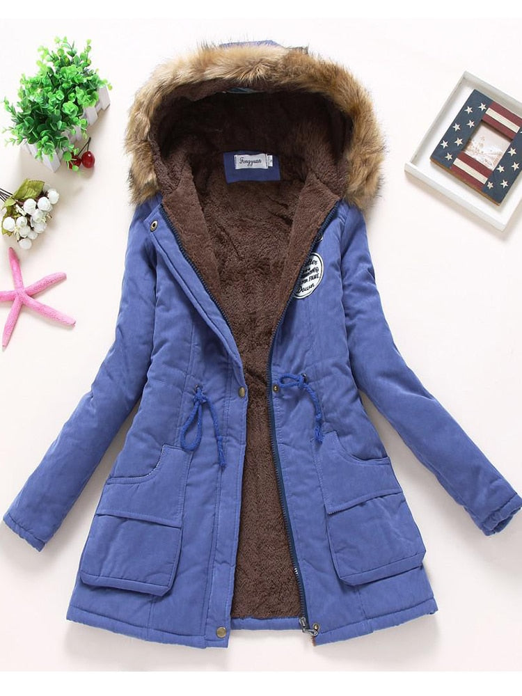 women cotton wadded hooded jacket medium-long casual parka thickness quilt snow outwear