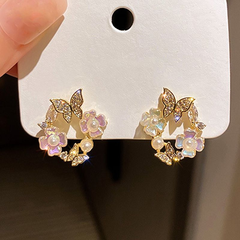 Luxury Crystal Zircon Stud Earrings Vintage Snowflakes Temperament Earrings