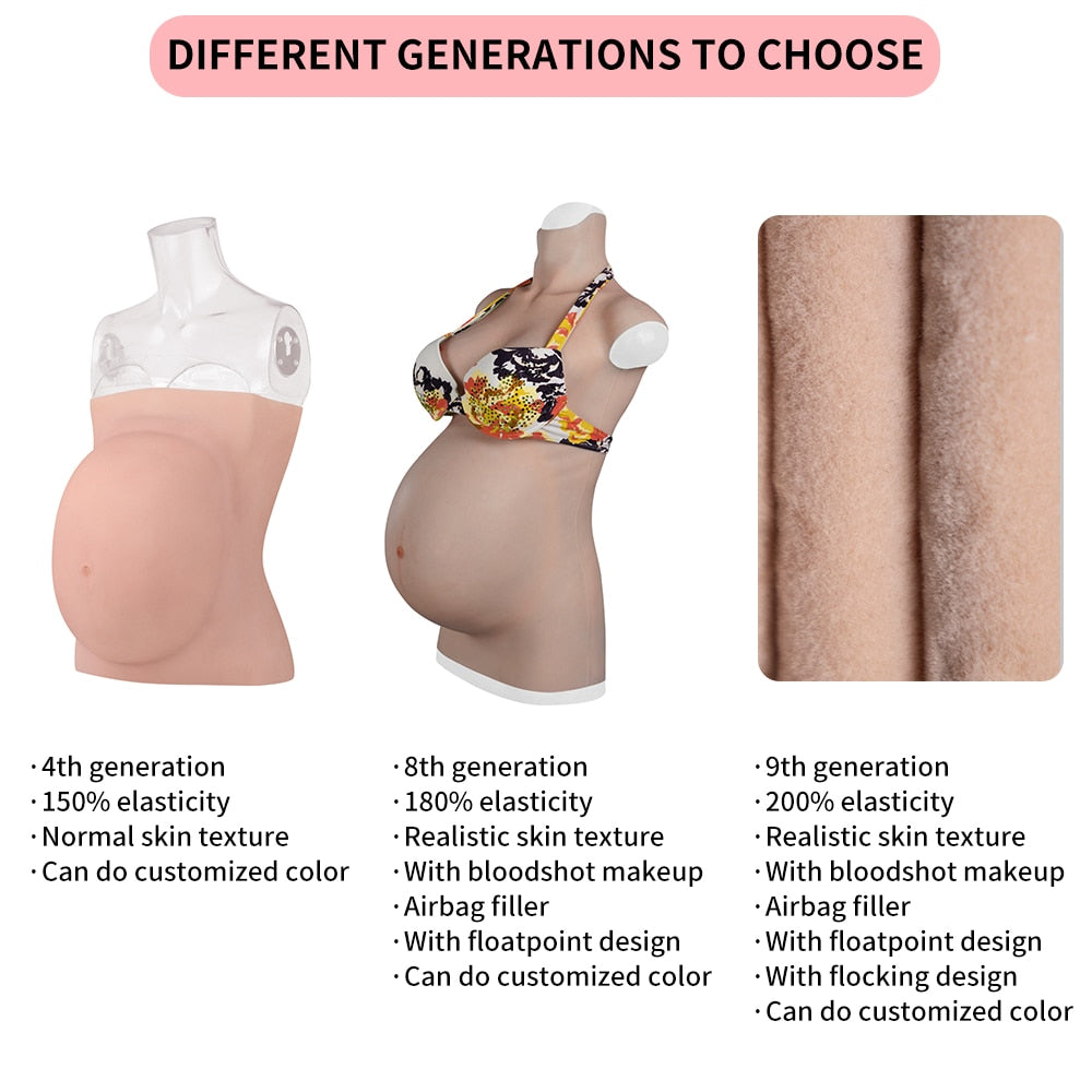 4-9 Months Realistic Silicone Fake Pregnant Belly Have Stretch Marks Big and Soft Cosplay Crossdresser Twins Pregnant Belly