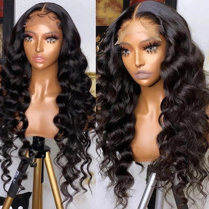 13x4 Transparent Lace Front Human Hair Wigs For Women 30Inch Loose Deep Wave Frontal Wig 180 Density Water Wave Hair PrePlucked