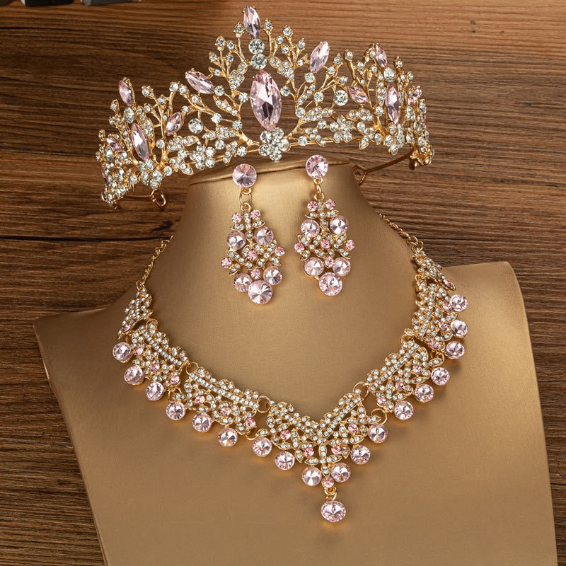 Luxury Crystal Bridal Jewelry Sets Tiara Wedding Dress Bride Crown Jewelry Set