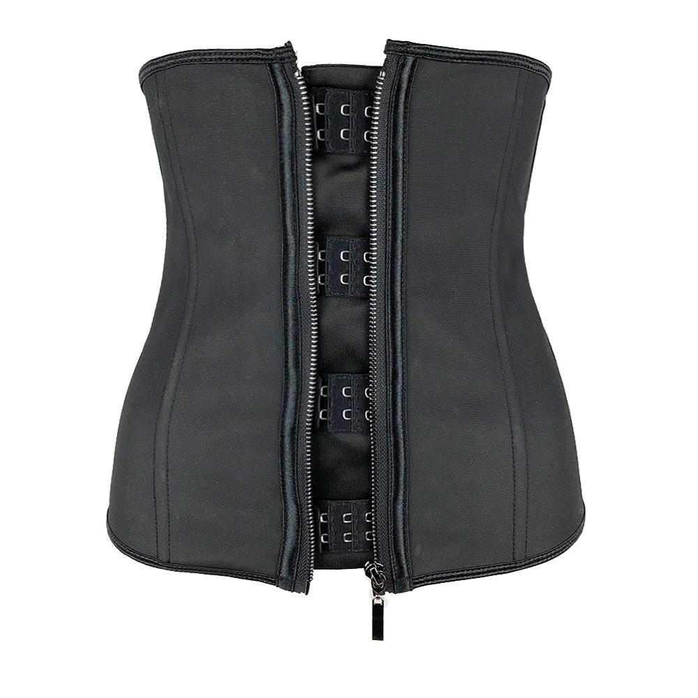 Women Latex Waist Trainer Body Shaper Corsets with Zipper Cincher Corset Top Slimming Belt Black Shapewear