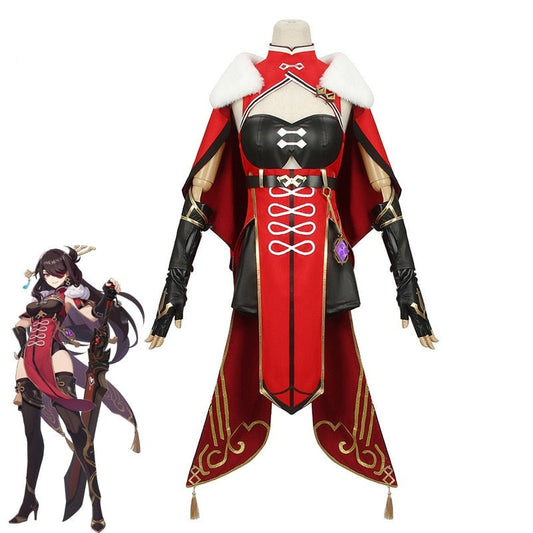 Genshin Impact Beidou Cosplay Costume Black Red Costume Cloak Full Set