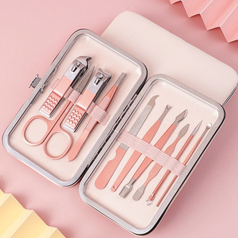 Colorful Manicure Cutters Nail Clipper Set Household Stainless Steel Ear Spoon Nail Clippers Pedicure Nail Scissors Tool