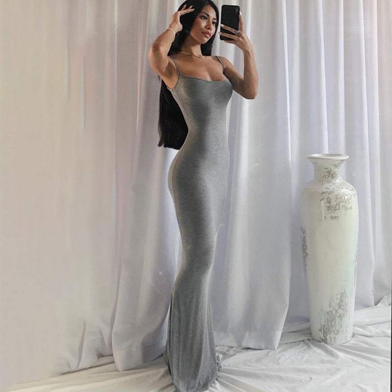 Satin Slip Sleeveless Backless Maxi Dress Sexy Outfits Ladies Sundress