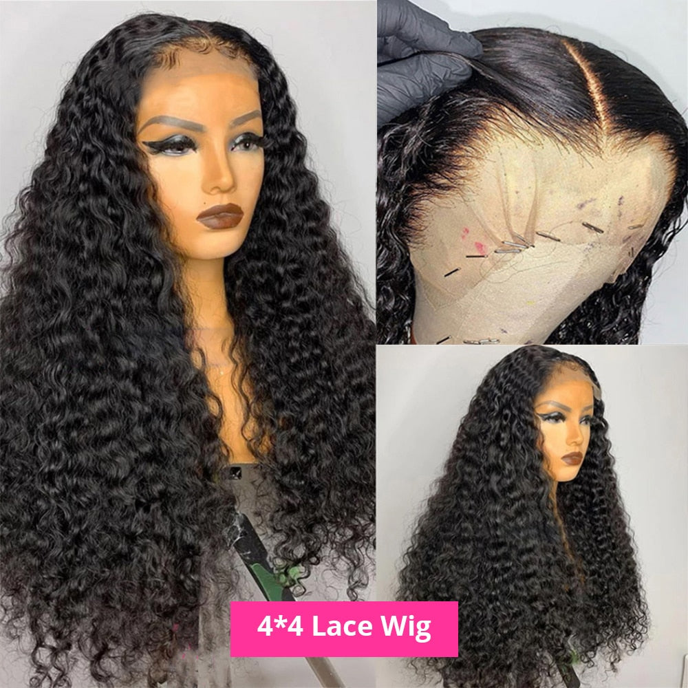 13x4 Water Wave Lace Front Wigs For Black Women Pre Plucked With Baby Hair Curly Human Hair Wigs