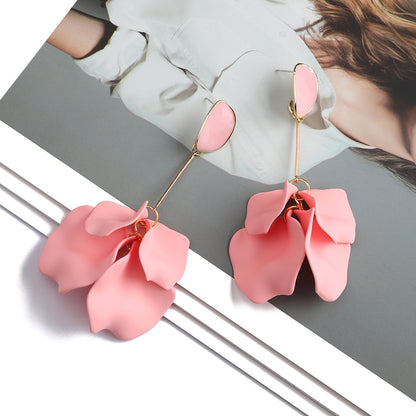 Romantic Sweet Acrylic Petal Long Dangle Drop Earrings Trend Luxury Fairy Grunge Pendant Jewelry Accessories