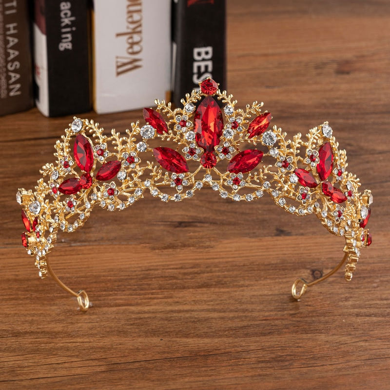 Baroque Gold Blue Color Crystal Bridal Jewelry Sets Rhinestone Tiaras Crown Jewelry