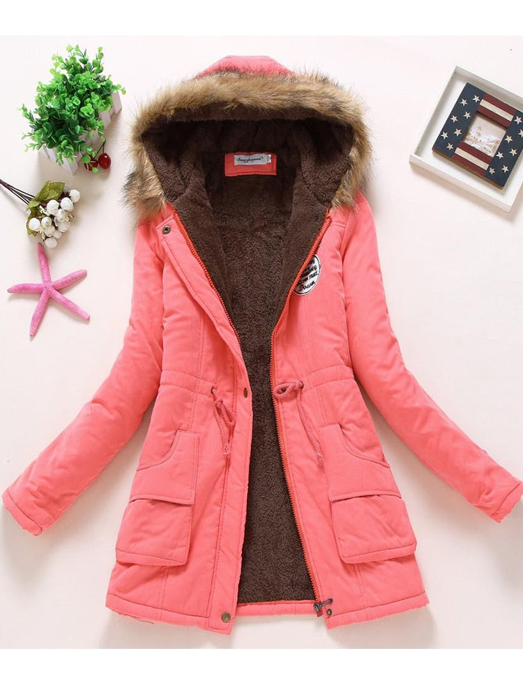 women cotton wadded hooded jacket medium-long casual parka thickness quilt snow outwear